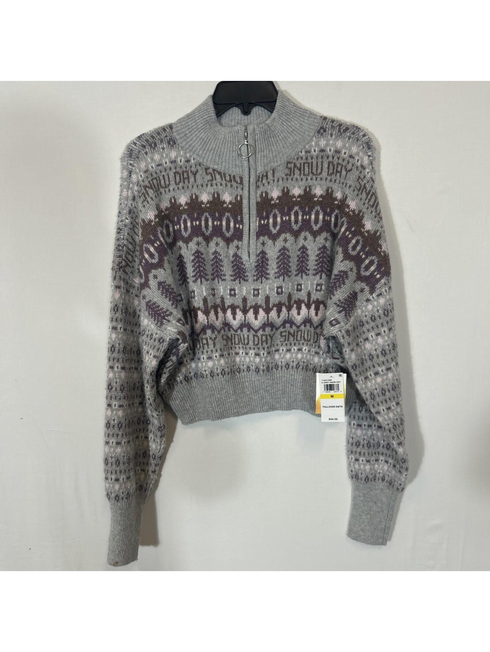 $44 Sugar Moon Juniors' Fair Isle Pullover Sweater - H Grey Snow Day - M